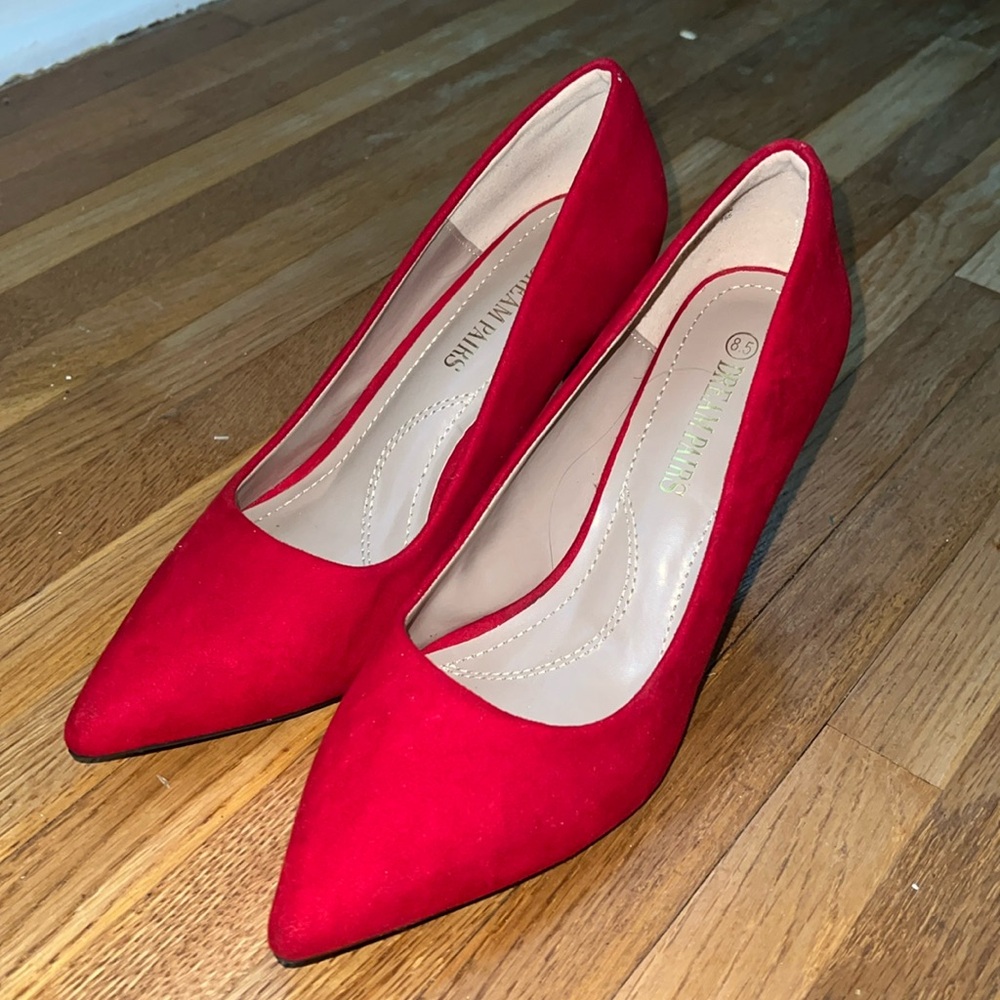 Red short heels size 8.5